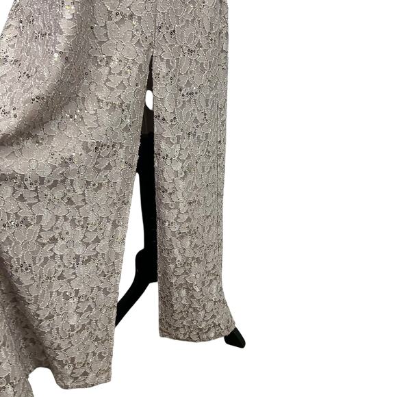 Oleg‎ Cassini Blush Sequin Lace Gown Formal Maxi Dress Evening Glam 14 Elegant - Picture 6 of 12